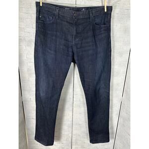 Adriana Goldschmidt men’s blue jeans dark washed straight leg distressed casual